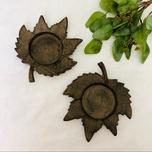 SET OF 2 LEAF CANDLE HOLDERS
